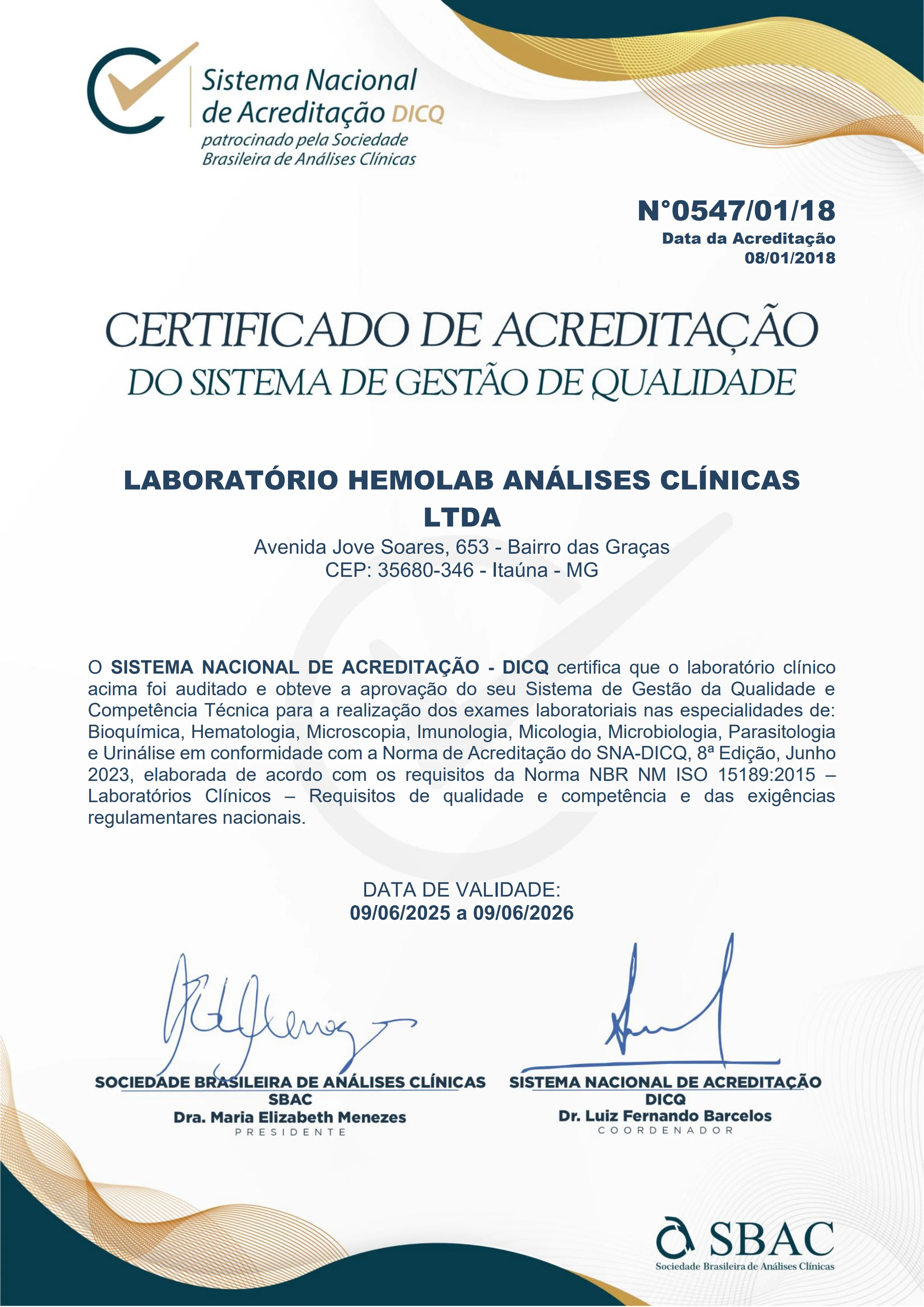 Acreditação DICQ